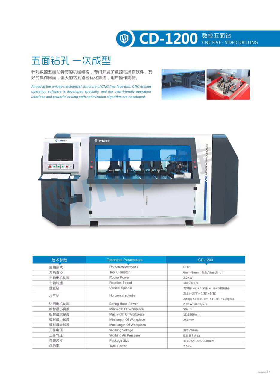 极宇厂家直销木工机械数控五面钻、CD-1200、全自动打孔设备、数控钻、板式家具打孔设备